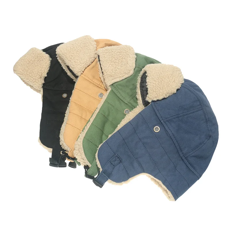 Outdoor Cycling Beanie Turbano Warm Solid Caps Thermal Aviator Bomber Ear Protector Lamb Hair Aviator Hat Winter Hat with Fur