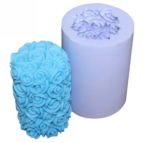 Silicone Pudding Jelly Dessert Chocolate Mould Polymer Clay Molds 3D Rose Cylindrical Candle Form Handmade Soap Mould