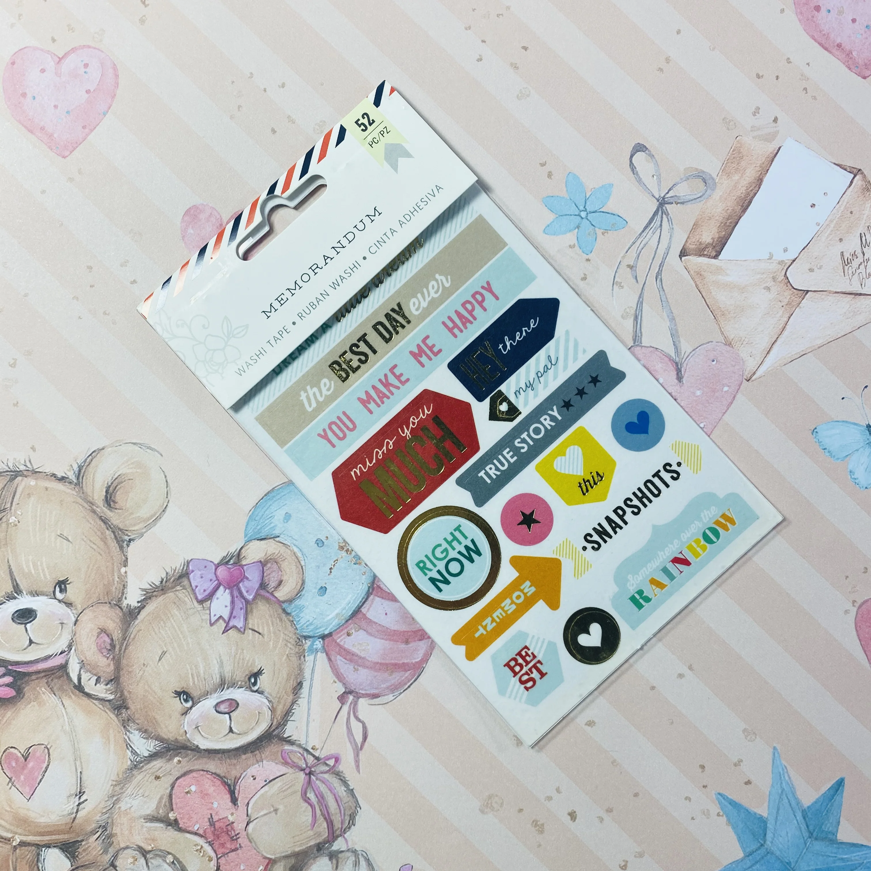 GF Gold Foil Creative Memorandum Ruban Cinta Adhesive Custom Decorative Planner Scrapbook DIY Stationery Washi Paper Sticker