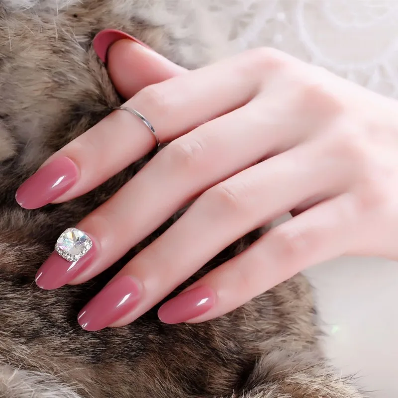 24 Pcs Nail Art Decoration Press On Gel Nail Stickers Diamonds False Nails Artificial