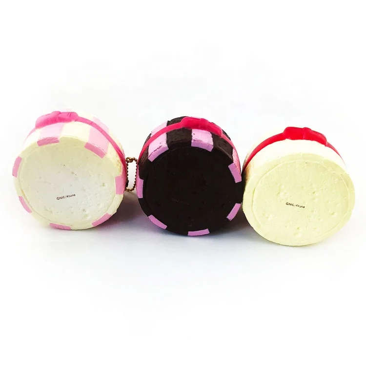
Wholesale PU foam strawberry cake food cafe de n squishy frog slow rising toys for kids. 