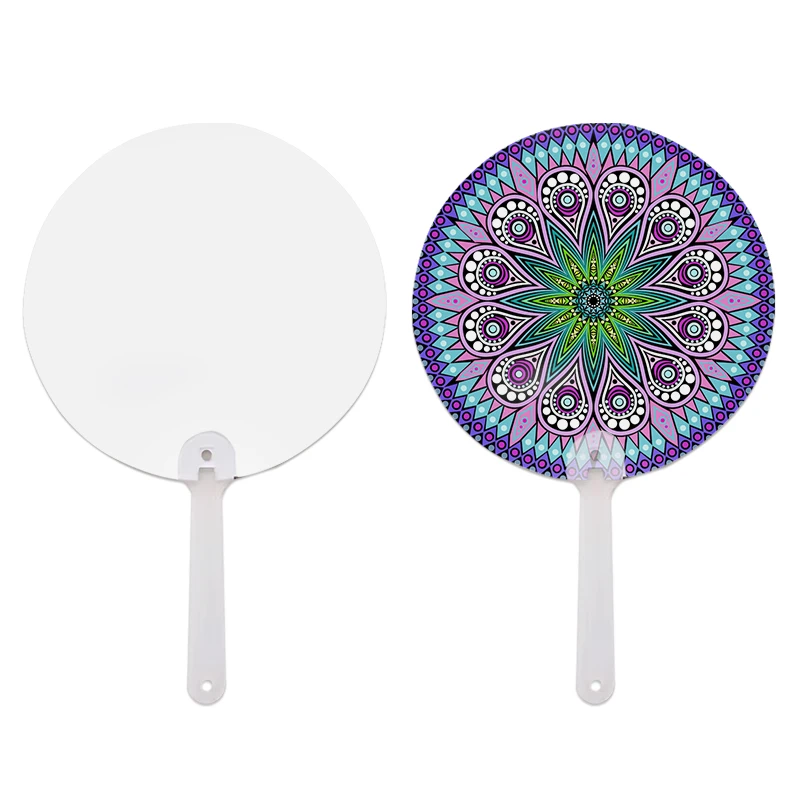 Customized Double Side Printing Advertising Plastic Fan Sublimation Blank Plastic Hand Fans