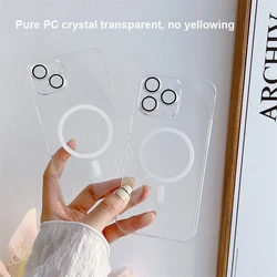 Beauty luxury pc crystal clear magnetic phone case for iPhone 14 13 12 pro max magsafe designer transparent cell cover wholesale