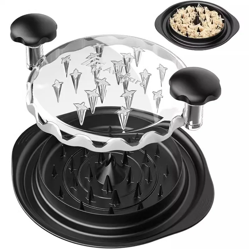 BPA Free Chicken Shredder Chicken Breast Shredder Tool Twist with Non-skid Base Mat and Transparent Lid