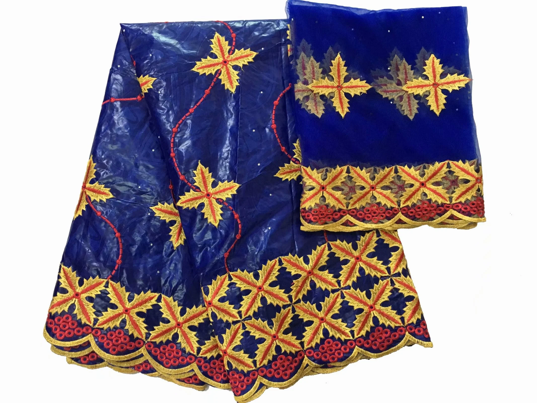 H & D Custom African fabric bazin+ lace fabric 5+2 yards garment ready-to-wear raw materials