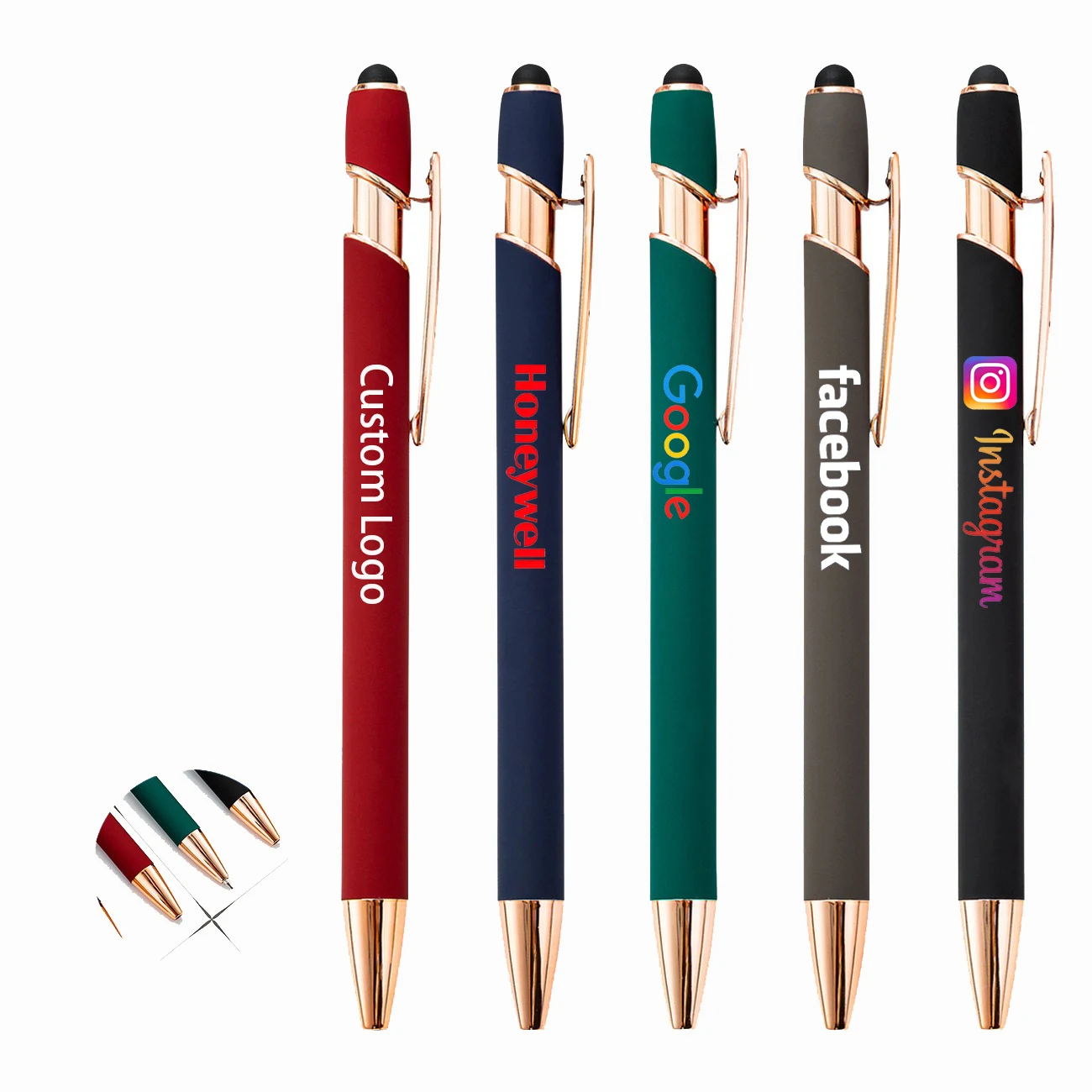 Роскошная Фирменная Персонализированная многофункциональная мягкая на ощупь металлическая ручка с печатным логотипом стилуса