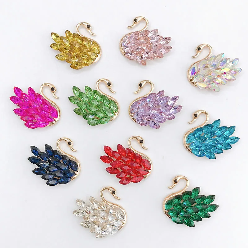 XULIN Hot selling Colorful rhinestone swan alloy beads diy jewelry accessories mobile phone case