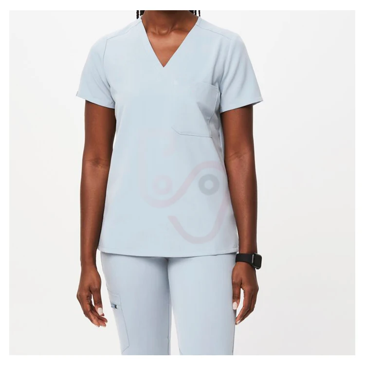 Fashion workwear clothing soft fabric nurse scrubs hospital medical uniform scrubs top