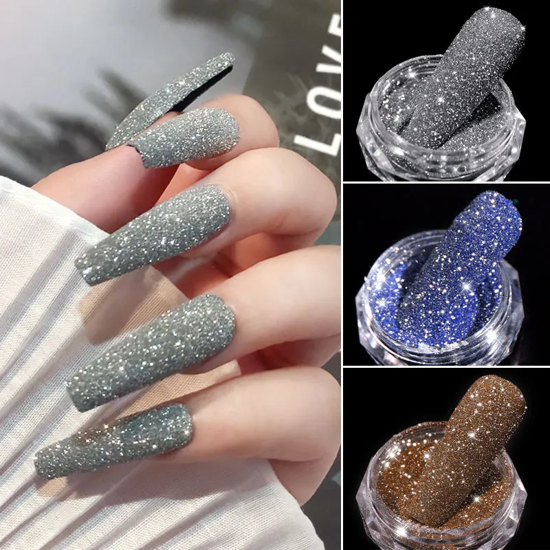 
1Box Diamond Powder Laser Reflective Nail Pigment Mixed Glass Micro Diamond Glitter Nail Sequin Holographic Nail Art Decorations 