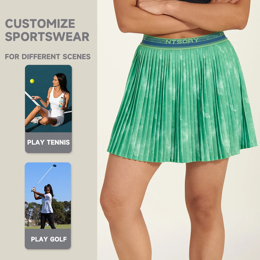 JIEJIN Custom Sports Fashion Gym Quick-Dry Pleated Pantskirt Golf Shorts Tie Dye Tennis Skirts For Women
