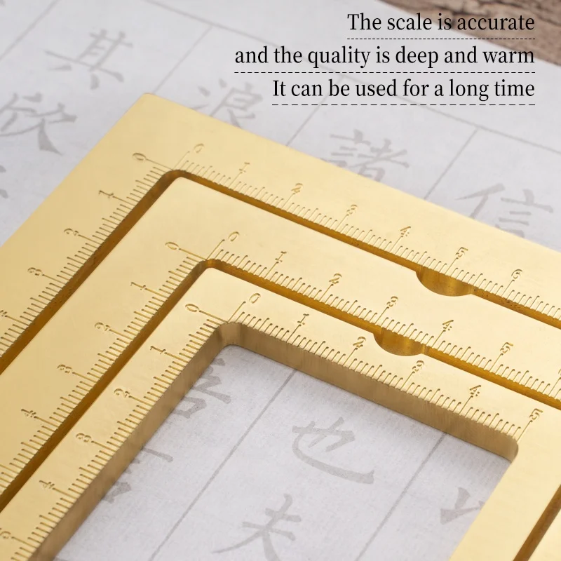 Luxury Brass Ruler Paperweight For Calligraphy Pressing Paper Metal Square Solid Copper Paper Weight Frame With Scale