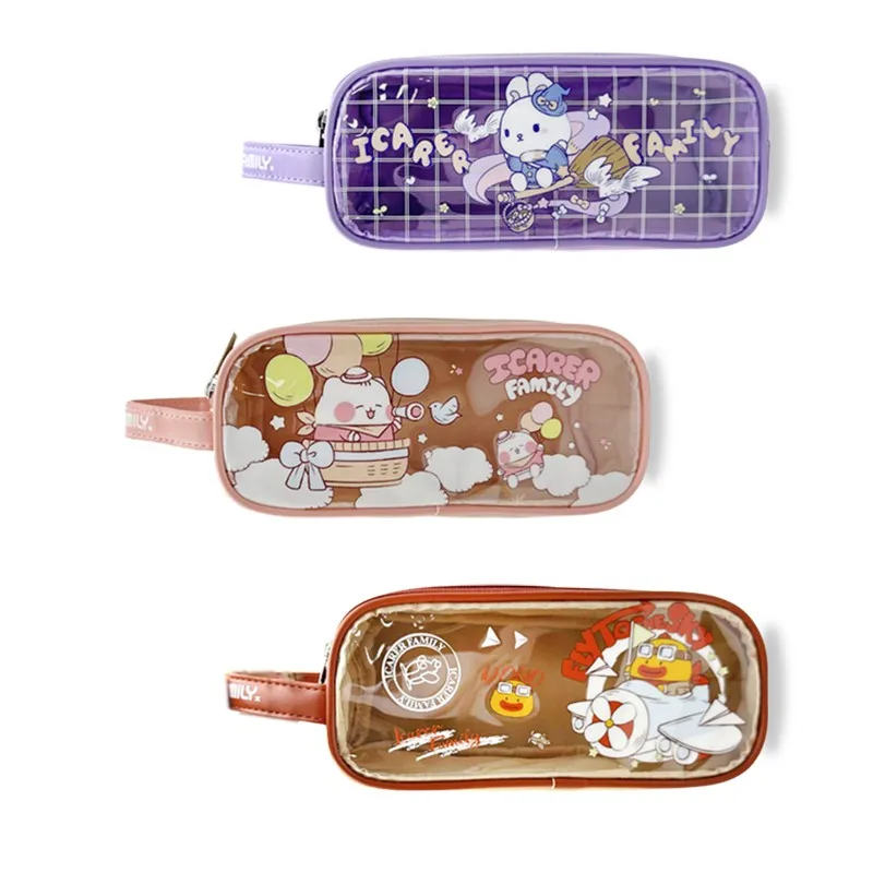 PU Leather Pen Bag Pencil Stationery Pouch Bag Slim Design Zipper Pencil Pouch for Pens