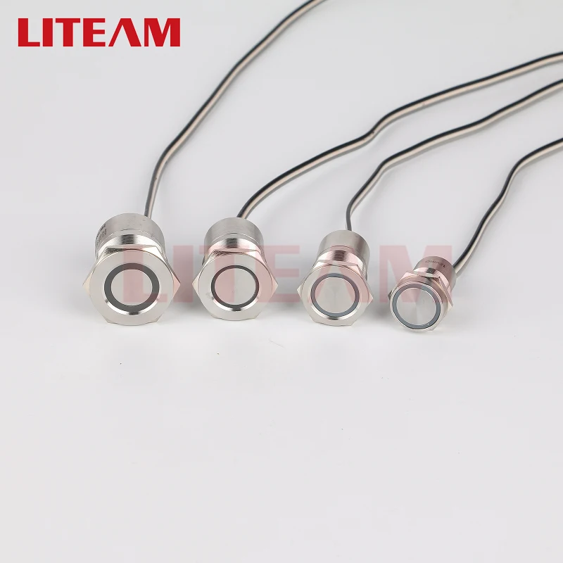 16mm 19MM 22MM Touch Button Switch With Wire Waterproof Metal Push Button Switch Stainless Steel Metal Piezo Switch IP68 NO NC