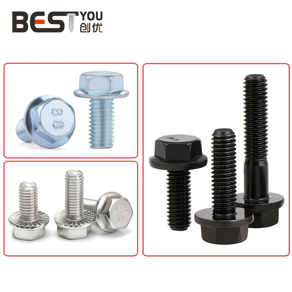 China m10 m12 m16 hex flange black 8.8 gradestandard size high tensile high strength plow track shoe bolts and nuts