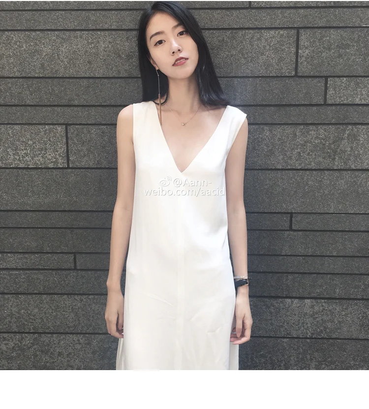 Korea clothing 2021 Ivory White v-Neck Dresses Backless Dress Sexy Summer Sleeveless Vest maxidress