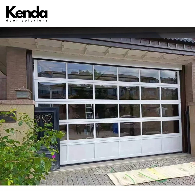 Luxury Impact Tempered Aluminum Alloy Glass Framed Garage Door Modern Well Insulated Commercial Glass Garage Doors for Homes