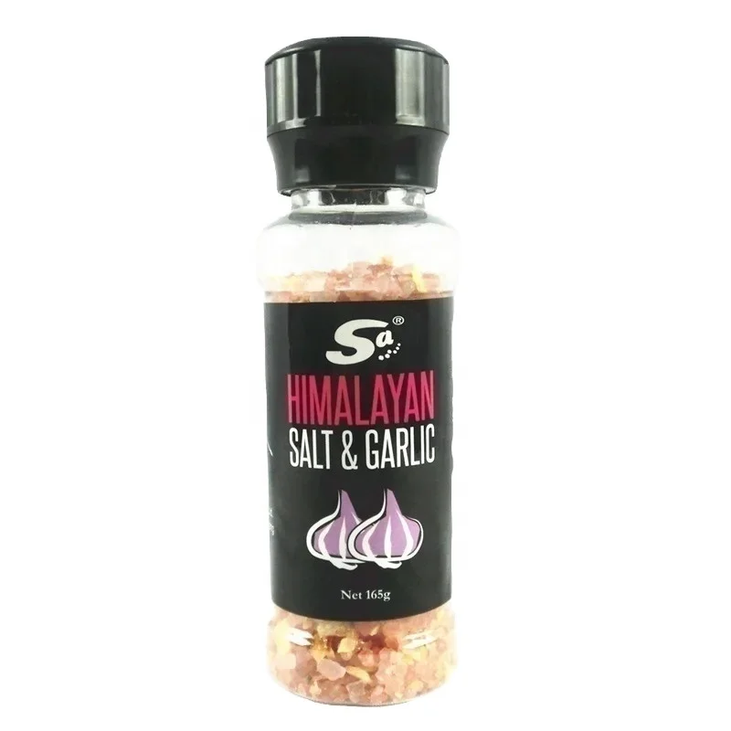 Himalayan Pink Salt & Garlic with Grinder  Coarse Himalayan Rock Salt with grinder OEM accepted