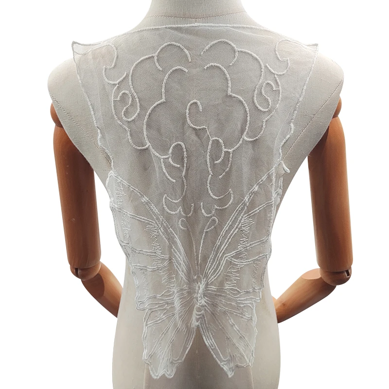 Net fabric embroidered back false collar transparent lace piece cotton thread water soluble embroidered nightwear accessories