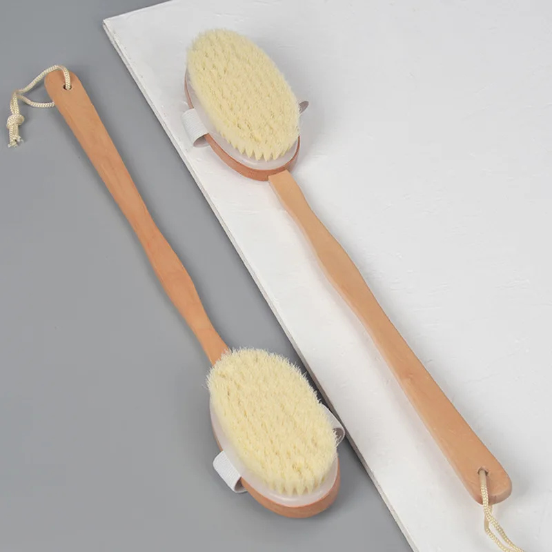 Щетка из натурального бамбука для сухой кожи, скруббер для тела вегана, щетка для сухой кожи с щетиной кабана, Детские кисти для ванны