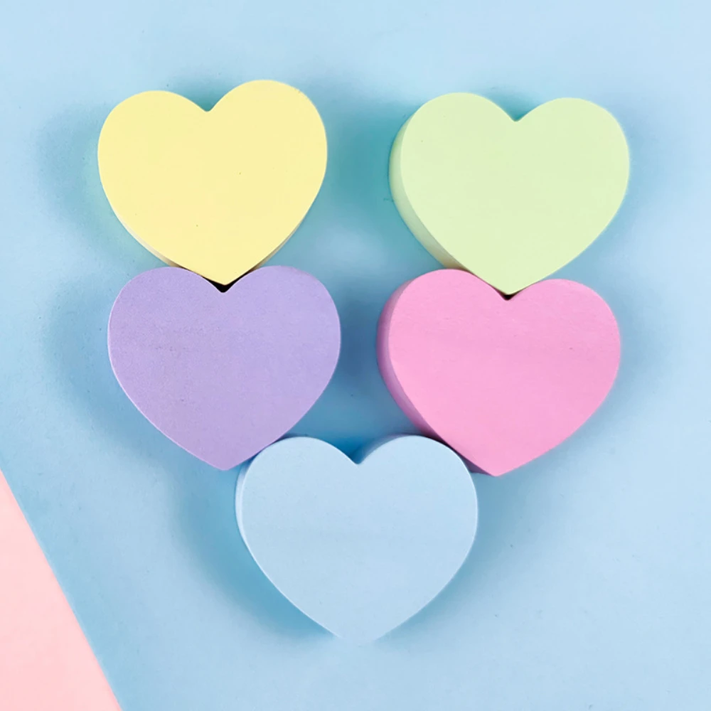 120 Sheets Sticky Notes Colorful Heart Shaped Colorful Sticky Memo Funny Cute Self-Stick Removable Memo Note Pads Self Adhesive