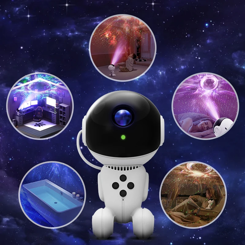 Kid Child Multi-color Robot LED Night Light Universe Galaxy Projector Light for Room Ceiling