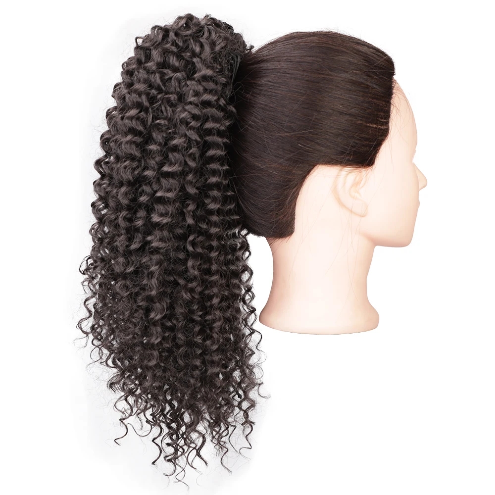  Wholesale Deep Wave Synthetic Wig Braiding Hair 14 Inch Kinky Ponytail Extension For Black