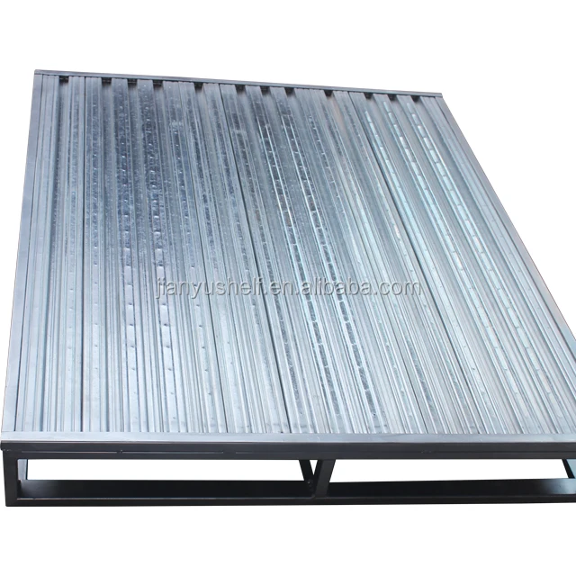 Steel pallet logistic storage two sided galvanized reusable metal shipping forklift factory iron pallets sheet metal pallet