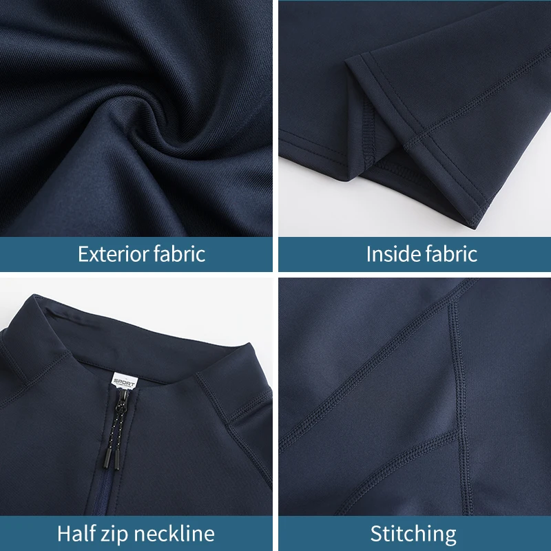 High Quality Customizable Logo Fast Dry Crew Neck Running Tracksuit Zipper Pullover Breathable Quick Dry Training Sporting