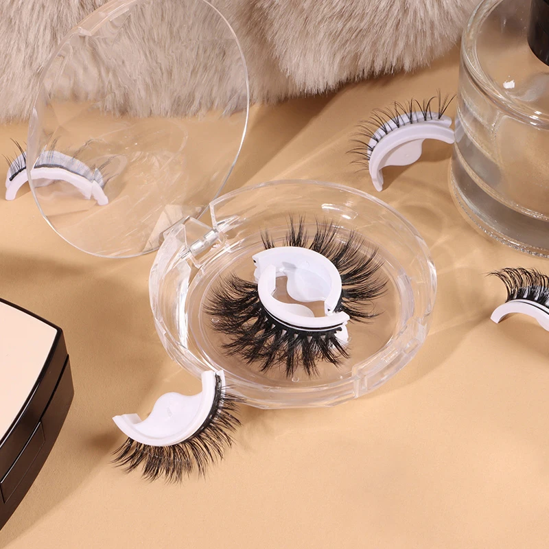 Hollyren No Glue Reusable Adhesive Eyelashes Waterproof Preglued Eyelashes Convenient Reusable 3d Self Adhesive Eyelashes Makeup