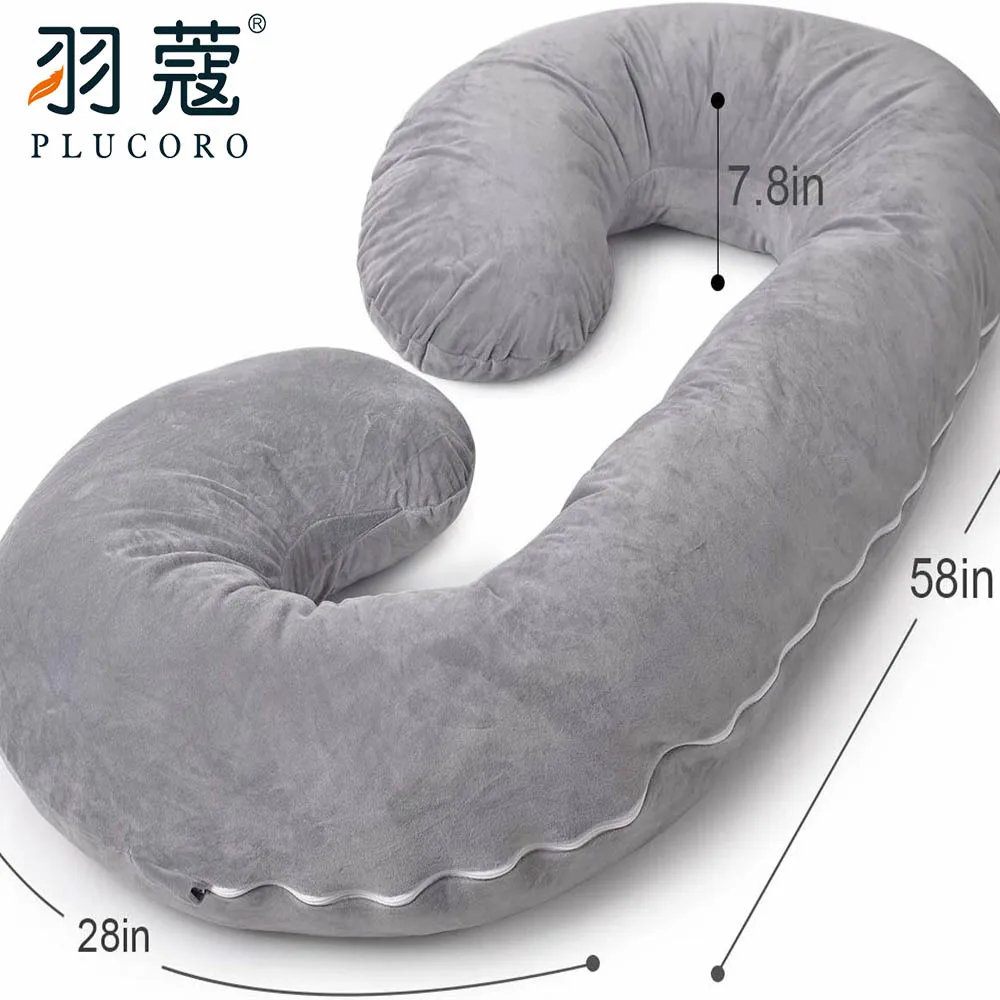 C Shaped Maternity Pillow Velvet Cover With Zipper Pregnancy Pillow For Sleeping