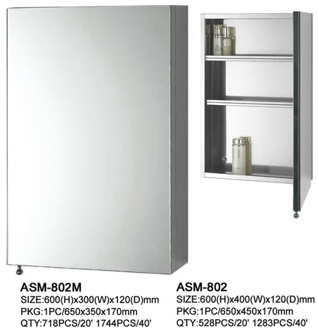 Bathroom 304 Stainless Steel Mirror Cabinet Decorate Cabinet With Storage Space