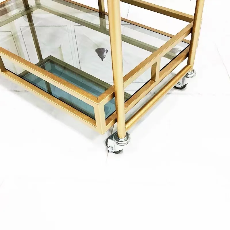 Nordic Gold Dining Car Hotel Kitchen Mobile Trolley Three story Beverage Car Home Restaurant Fruit Beverage Car