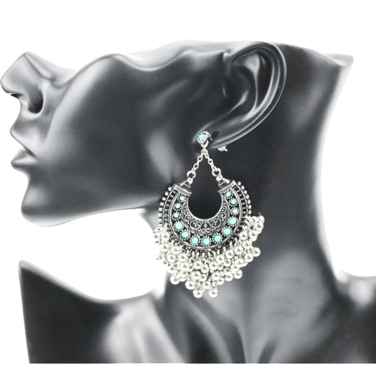 Vintage Design Traditional Bali Indian Ethnic Small Balls Dangle Earrings with Beads