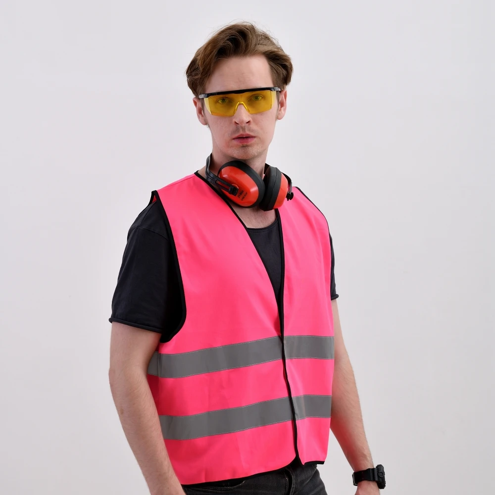 High Visibility Safety Vest pink Hi Vis Security Vest EN471 with logo Printing 100% Polyester OEM  Gilet De Securite Enfants