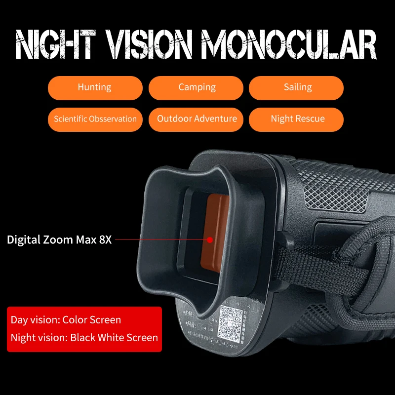 8X Digital Infrared Single Tube Night Vision Camera With a Recording Resolution of 1920x1080P Day and Night Vision Telescope