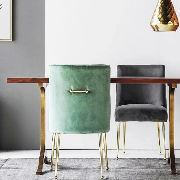 Luxury dining chairs Customized Modern Style Metal Stainless Steel Upholstery velvet Armchair Chair