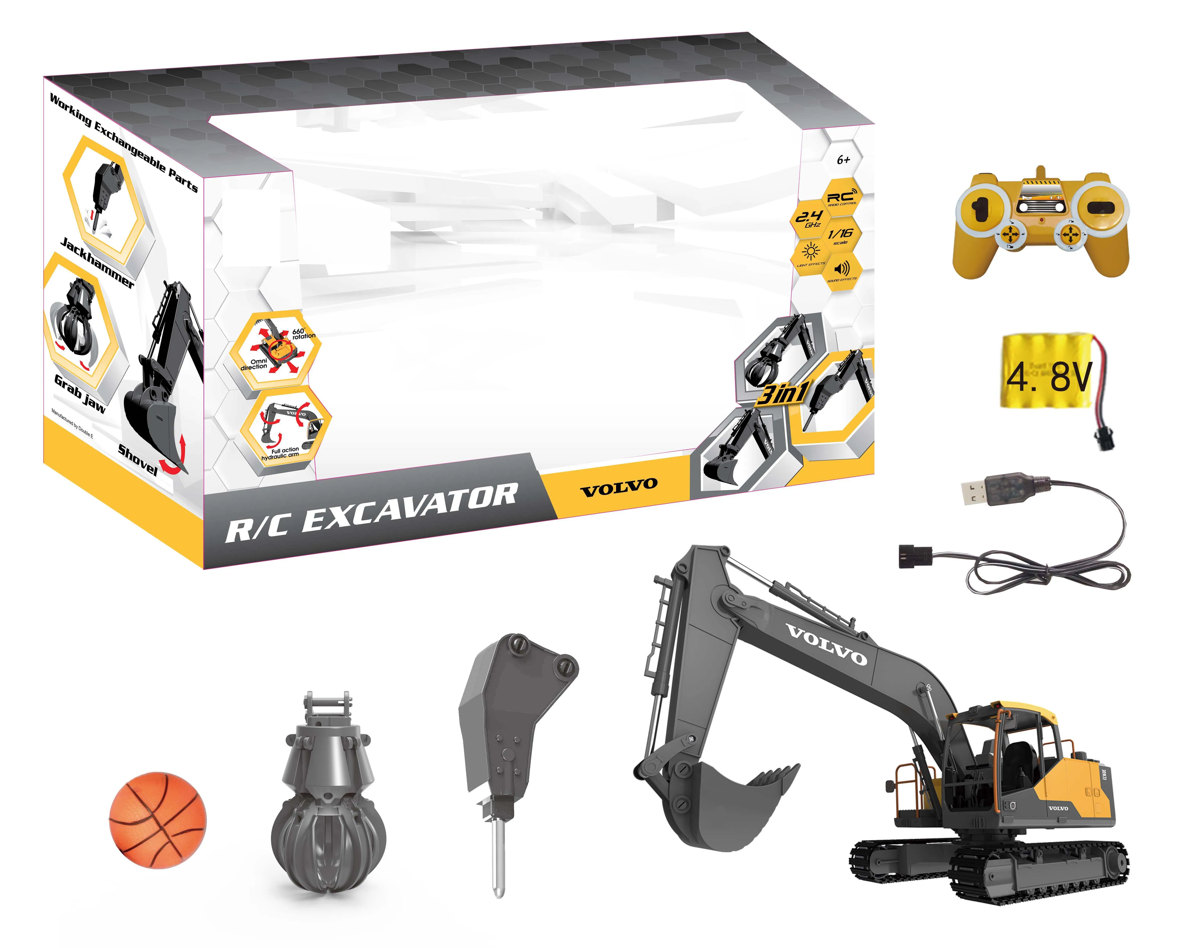 New Kids Toys Simulation RC Engineering Vehicle Original Authorized Volvo RC Excavator Toy Remote Control Construction Truck Toy