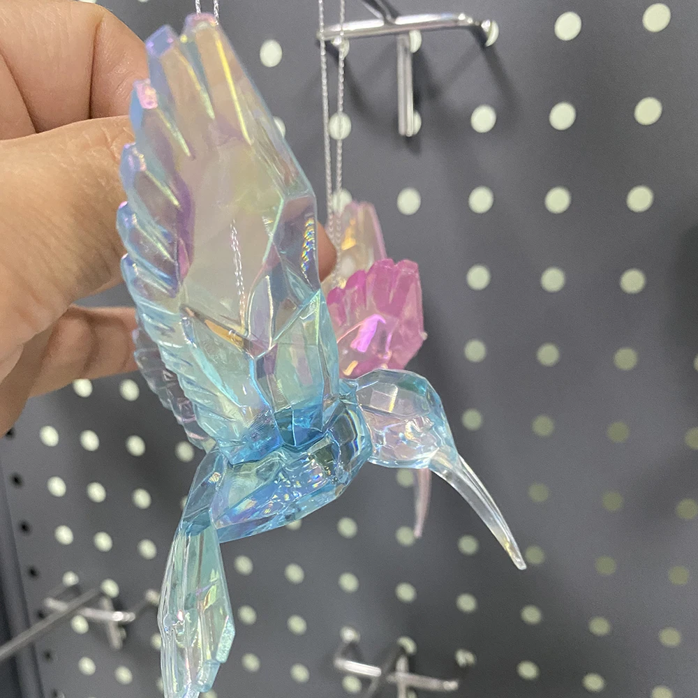 Christmas Bird Ornament Colorful Mini Bird Hanging Xmas Tree Transparent Acrylic Bird Animal Ornament For Party Decor