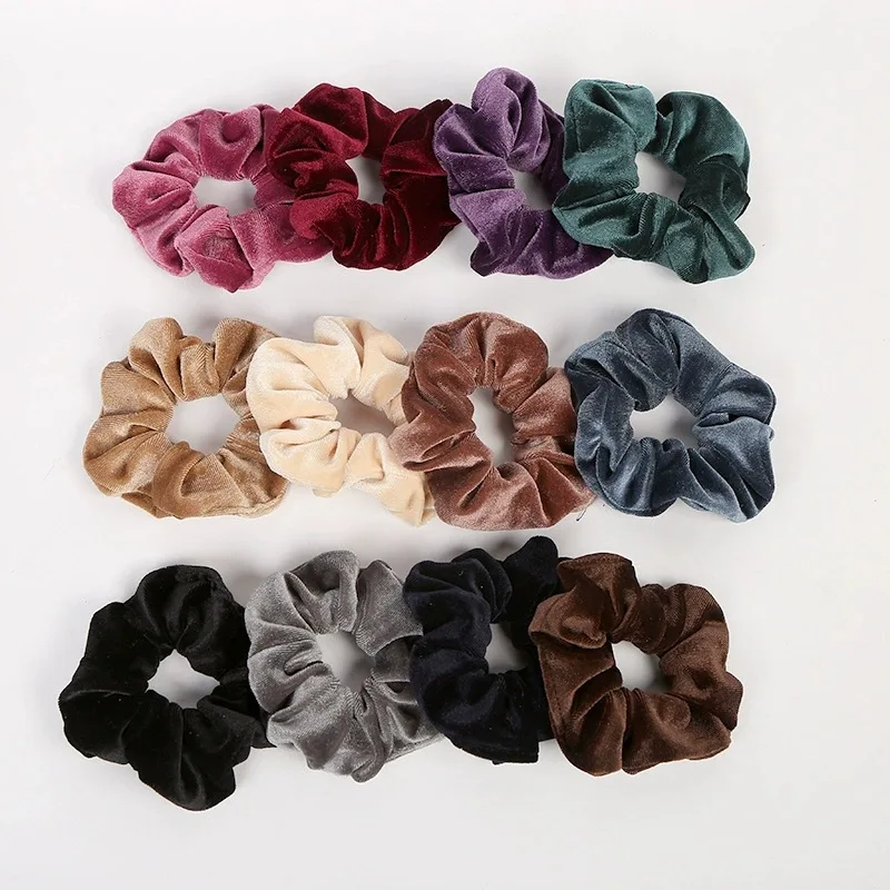 2023 New Bright Velvet Elastic Hair Scrunchies For Girls Large Velvet Scrunchies Top Selling Hair Accessories Wholesale