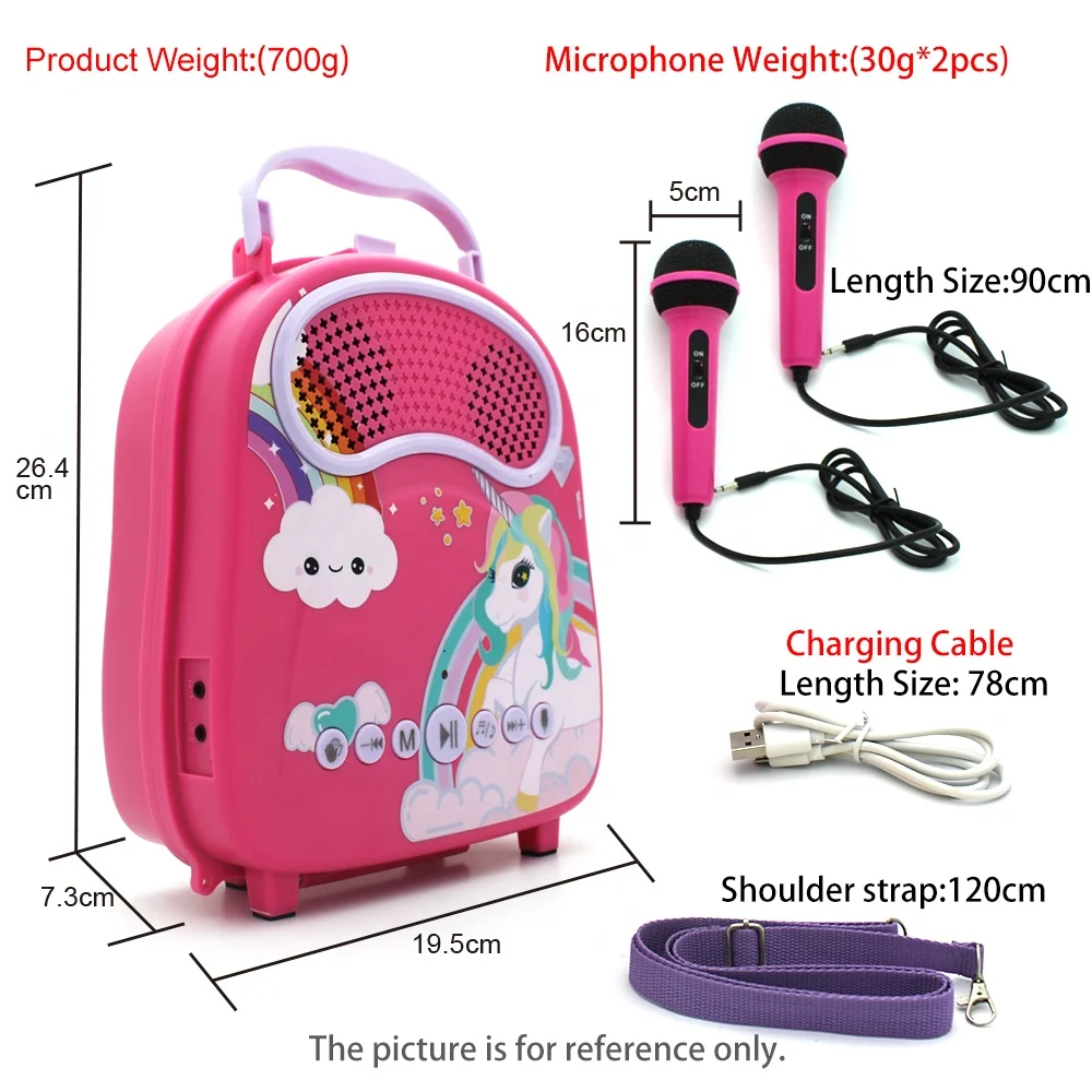 New Arrival Child Toy Musical Instrument Music Electric Player Toy 2 Microphone Kids Karaoke Wireless Microphone Speaker