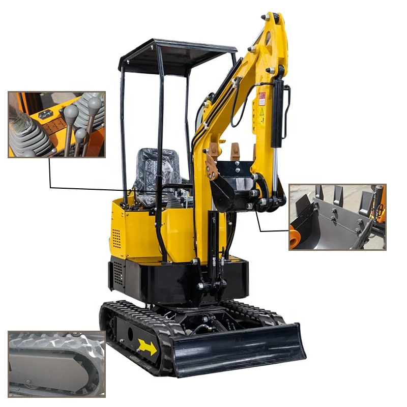 Import China Hydraulic Quick Coupling Tilt Rotator Yanmar Engine Joystick 1.2 Ton Mini Excavators Garden 1T Compact Baggers