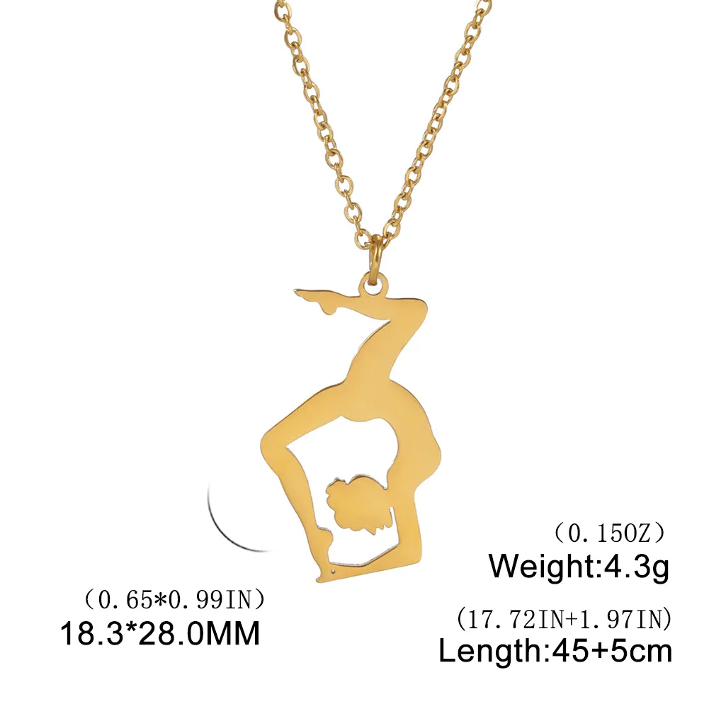 GT Stainless Steel Gymnastics Sporty Pendant Necklace Yoga Pose Ballet Dance Team Pendant Necklace