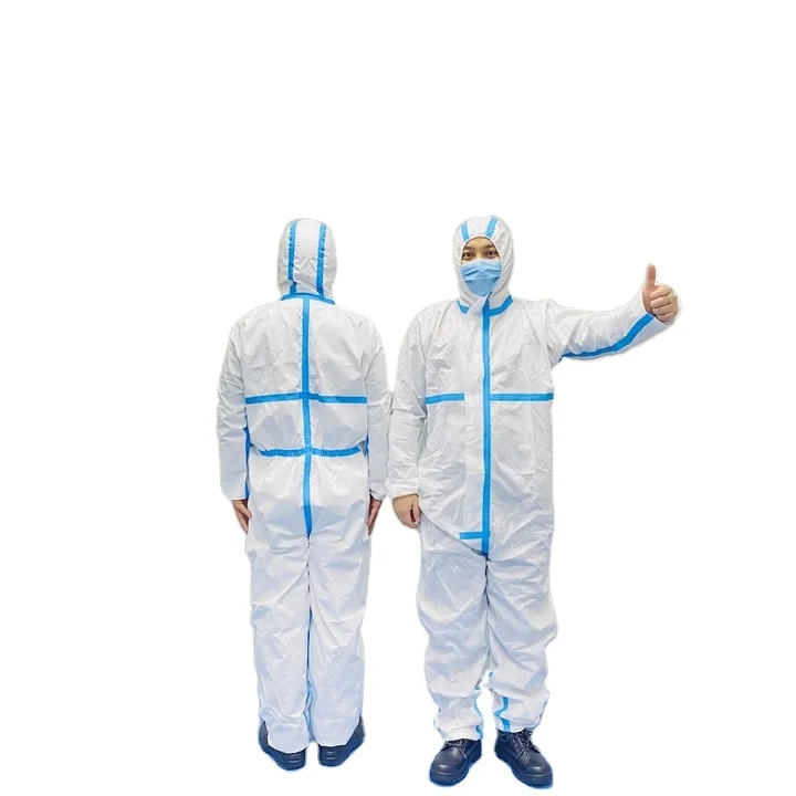 Прямая продажа с завода, комбинезон, защитный костюм, медицинская одежда, СИЗ халат, одноразовые защитные костюмы с CE EN14126