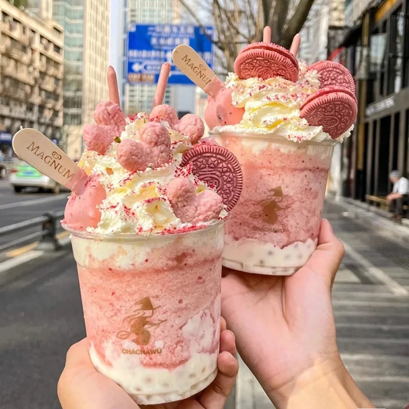 Custom logo Wholesale U-shaped 16OZ 32OZ PP Bubble Tea Milktea Boba Plastic Cups With Lid