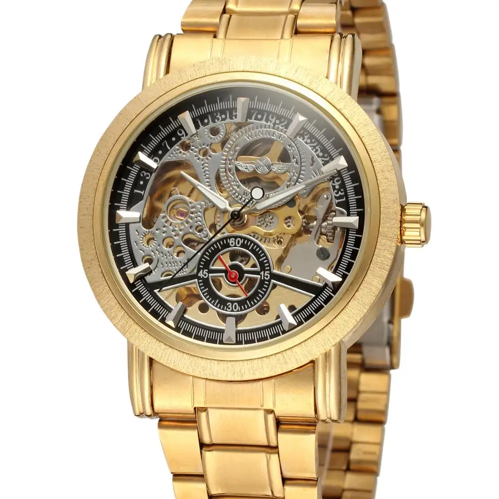 Wrist Watch Forsining Winner Luxury For Men Case Casual Skeleton automatic Steel Stainless Band watch