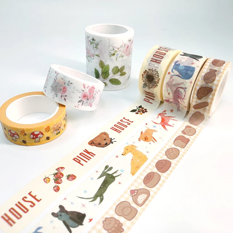 Custom Printed Gold Foil Washi Tape Adhesive Paper & Film for Packaging Featuring Stamp Design