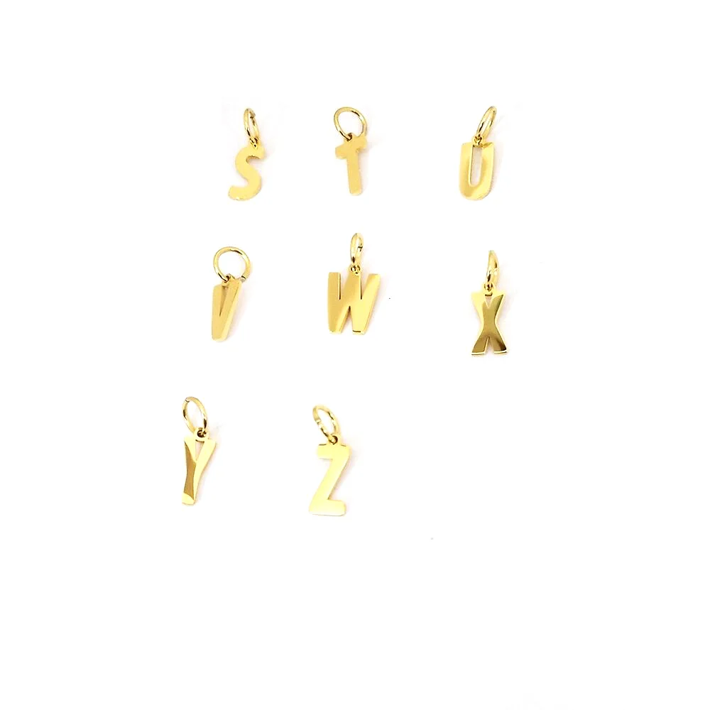 joyeria acero inoxidable  18k gold plated initial letter charm alphabet initial necklace DIY jewelry