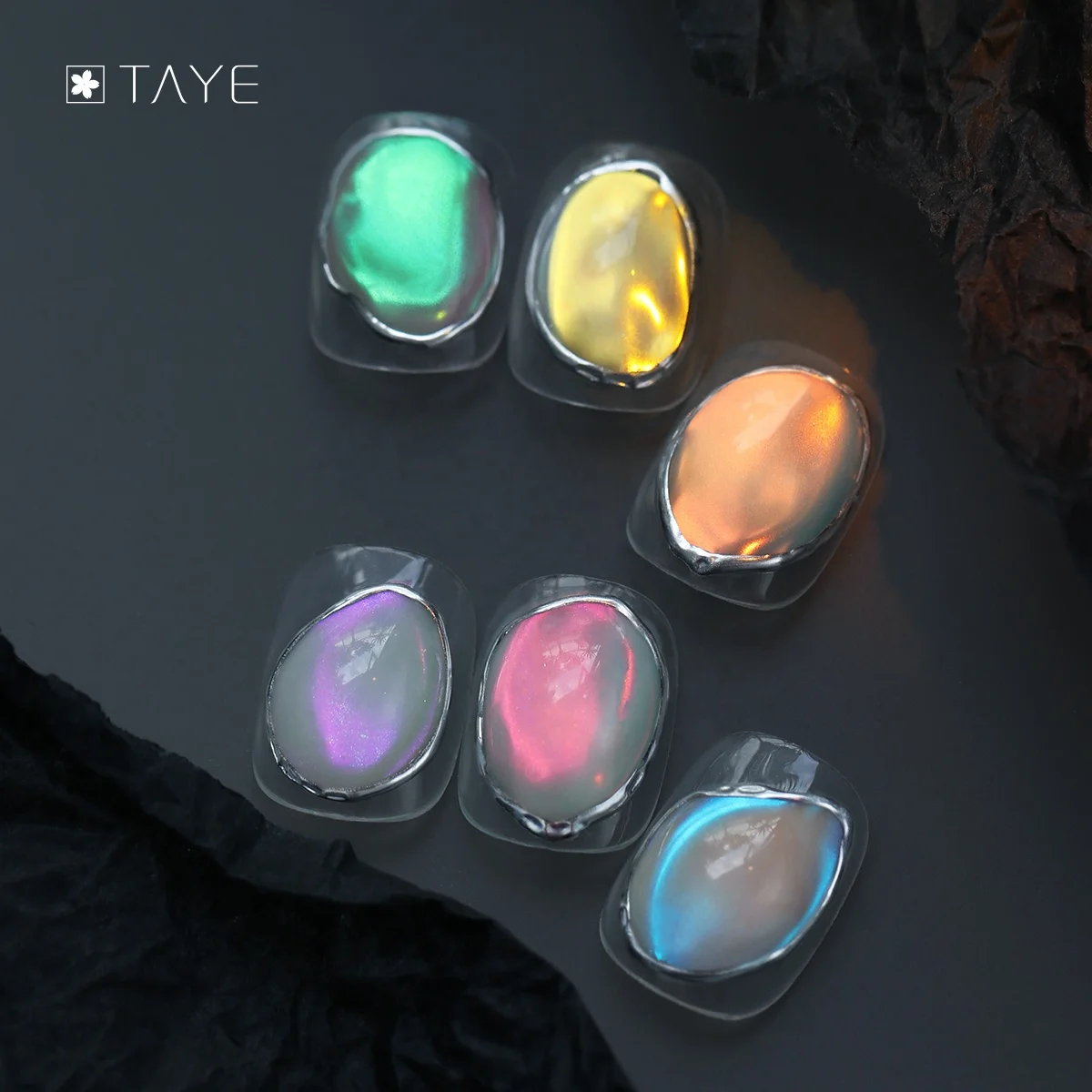 6 Colors Iridescence Solid Powder Nail Metallic Glitter Aurora Mirror Nail Chrome Powders