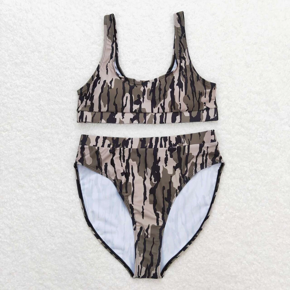 RTS 2025 Adult Women Wholesale Camo Bottomland Print Clothes Beach Wear Mama 2pcs Hunting Swimsuits Swim Sets