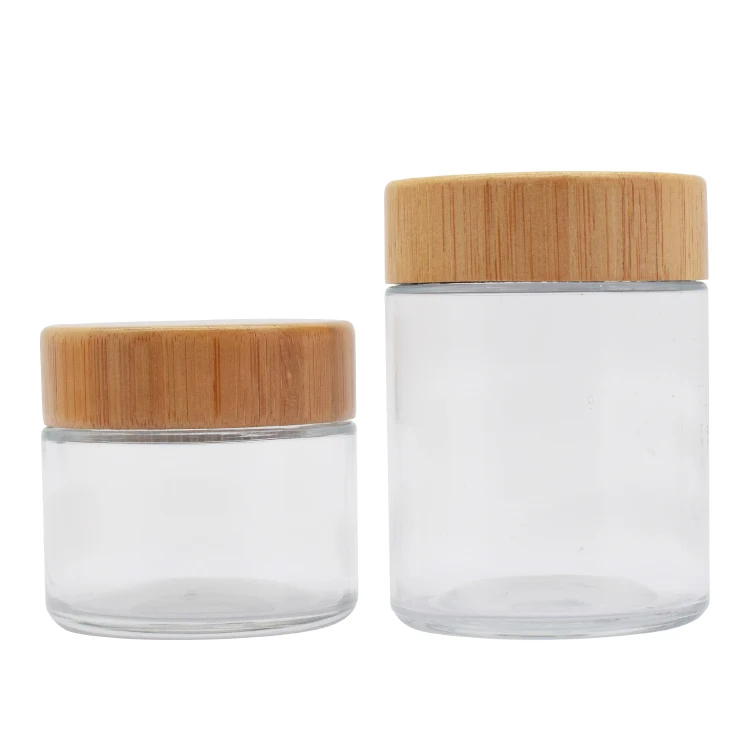 2oz 3oz 4oz child proof bamboo glass jar with bamboo lid, the whole jar can be all bamboo skin